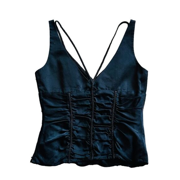Elie Tahari Black Satin Corset Style Tank - Size Medium - Picture 7 of 11